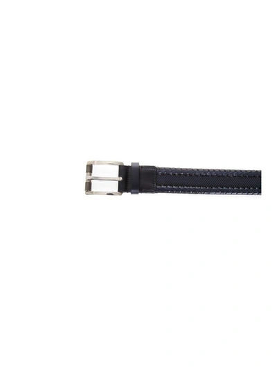 Shop Ferragamo Woven Leather Belt In Blue