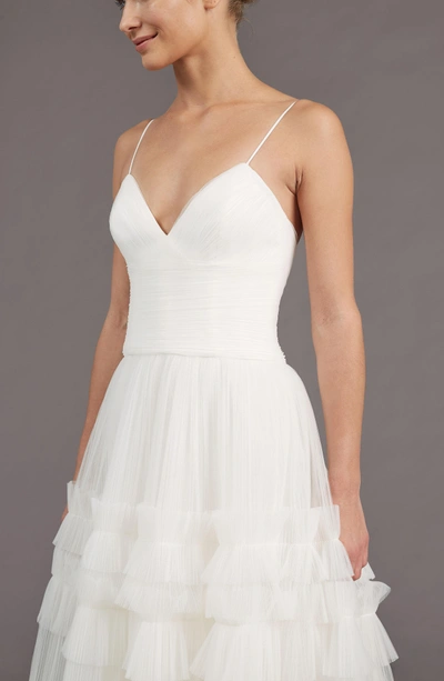 Shop Amsale Saylor Ruffle A-line Gown In Ivory