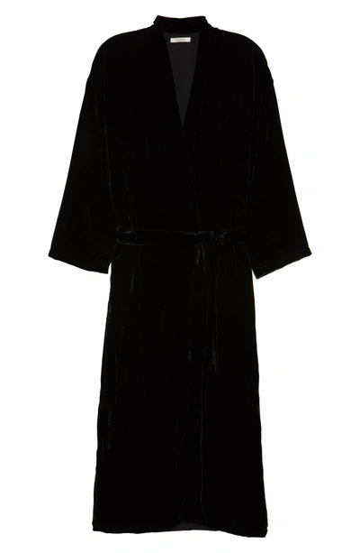 Shop Ragdoll Long Velvet Robe In Black