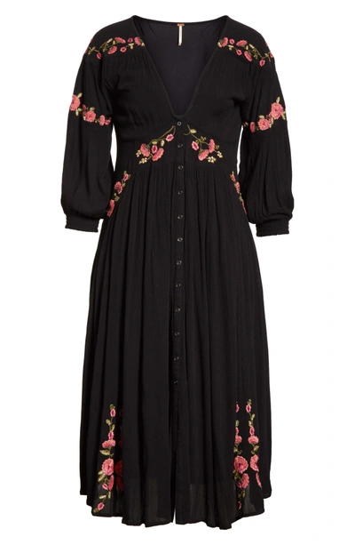 Free People Day Glow Embroidered Midi Dress In Black Combo | ModeSens
