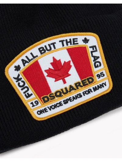 Shop Dsquared2 Canada Patch Knit Beanie In Black