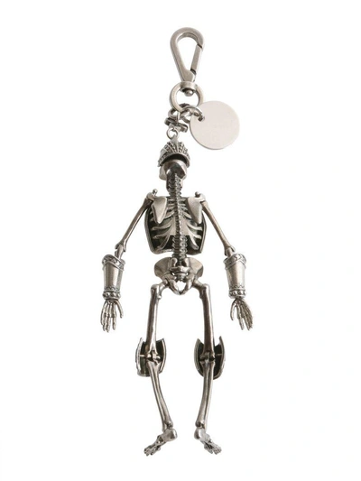 Shop Alexander Mcqueen Skeleton Armour Key Ring In Argento