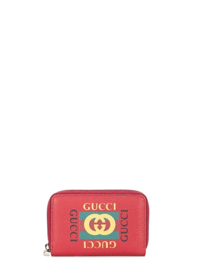 Shop Gucci Print Card Case In Red