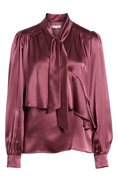 Shop Parker Kinsley Silk Blouse In Mauve Wine