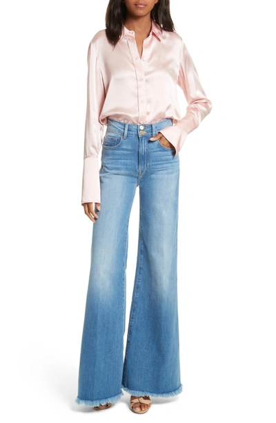 Shop Frame Le Palazzo High Waist Raw Edge Jeans In Opus