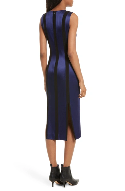 Shop Diane Von Furstenberg Tailored Panel Midi Dress In Deep Violet/ Black