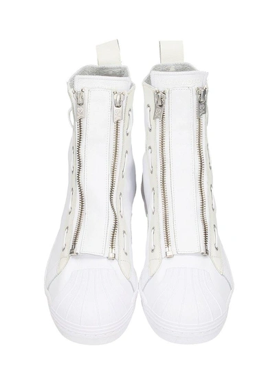 Shop Y-3 Pro Zip White Leather Sneakers