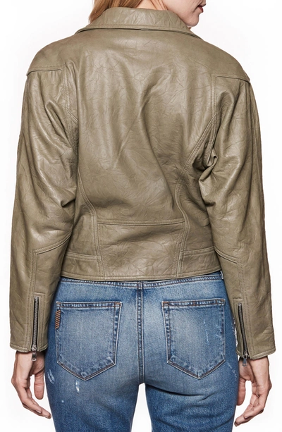 Shop Paige Sivan Leather Moto Jacket In Spring Moss