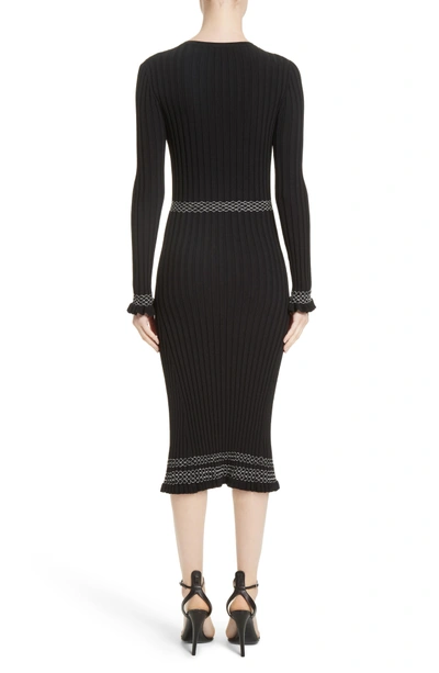 Shop Altuzarra Ruffle Hem Knit Dress In Black