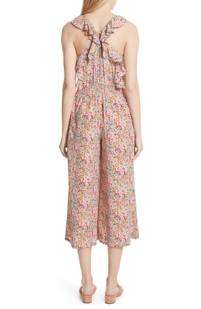 Shop Rebecca Taylor Margo Halter Top Floral Silk Jumpsuit In Multi Combo