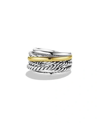 Shop David Yurman Crossover Narrow Ring With Silver/gold