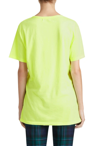 Shop Burberry Rydon Print Cotton Tee In Fluorescent Yellow