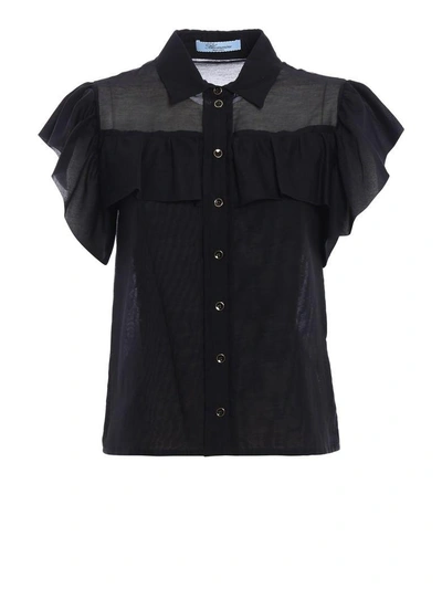 Shop Blumarine Shirt Rouches In Black