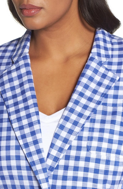 Shop Foxcroft Gingham Blazer In Blue Lagoon