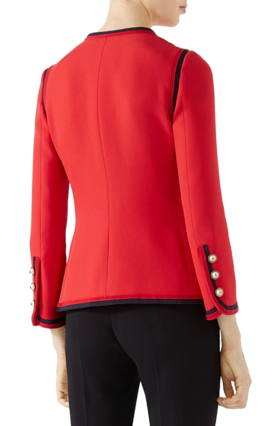 Shop Gucci Silk & Wool Crepe Cady Jacket In Bright Red