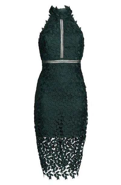 Shop Bardot Gemma Halter Lace Sheath Dress In Forest
