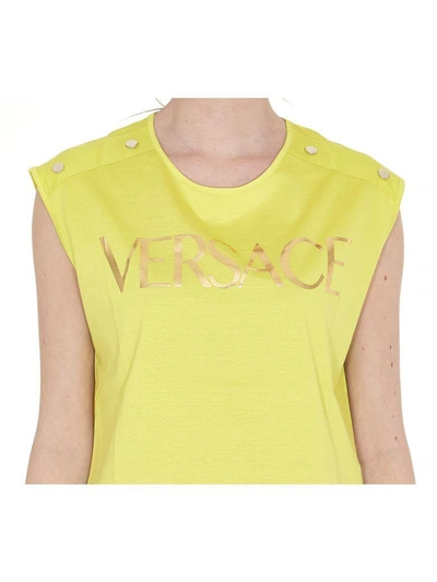 Shop Versace Tshirt In Yellow