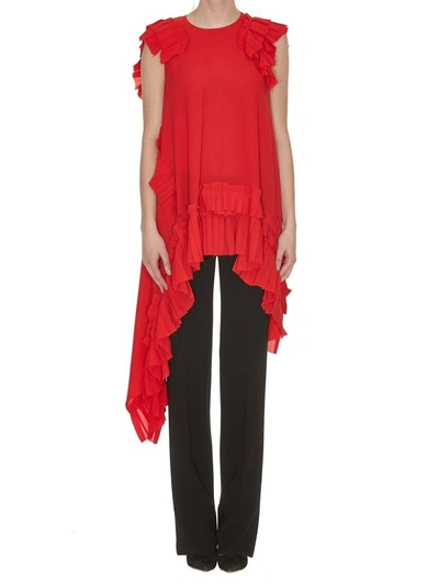 Shop Alexander Mcqueen Georgette Top In Lust Red