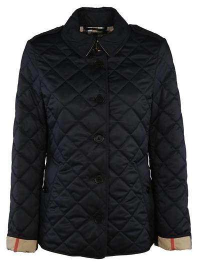 Shop Burberry Diamond Quilted Jacket In Navy