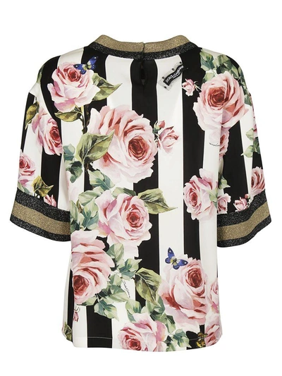 Shop Dolce & Gabbana Floral Printed Top In Rose-righe