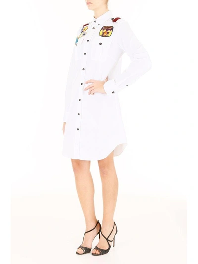 Shop Dsquared2 Shirt Dress With Patches In Biancobianco