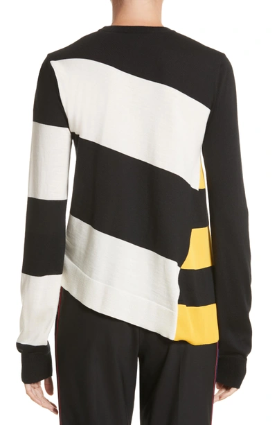 Shop Calvin Klein 205w39nyc Bicolor Stripe Merino Wool Blend Sweater In Black/ Off White/ Yellow