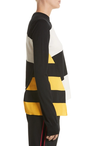 Shop Calvin Klein 205w39nyc Bicolor Stripe Merino Wool Blend Sweater In Black/ Off White/ Yellow