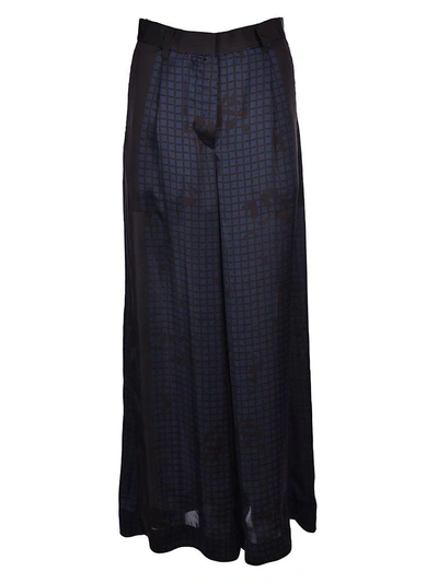 Shop Sacai Plaid Pattern Trousers In Blue