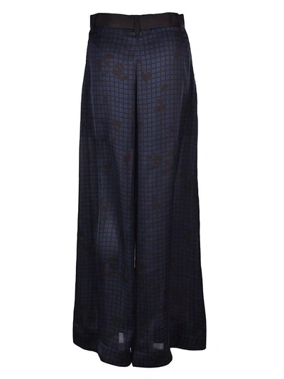 Shop Sacai Plaid Pattern Trousers In Blue