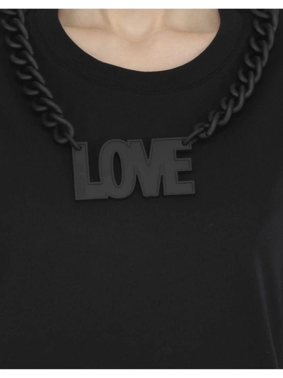 Shop Love Moschino Cotton T-shirt In Black Acc. Catena