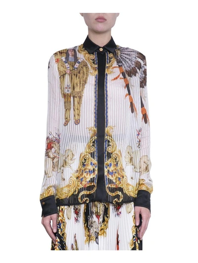 Shop Versace Silk Shirt In Multicolor