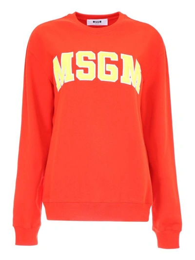 Shop Msgm Logo Sweatshirt In Rossorosso