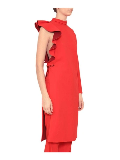 Shop Givenchy Ruffled Viscose Cady Dress In Rosso