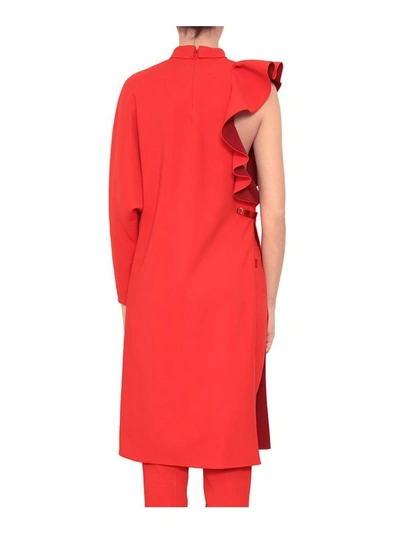Shop Givenchy Ruffled Viscose Cady Dress In Rosso