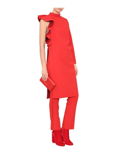 Shop Givenchy Ruffled Viscose Cady Dress In Rosso