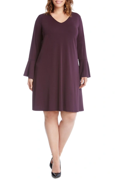 Shop Karen Kane Taylor Bell Sleeve A-line Dress In Eggplant