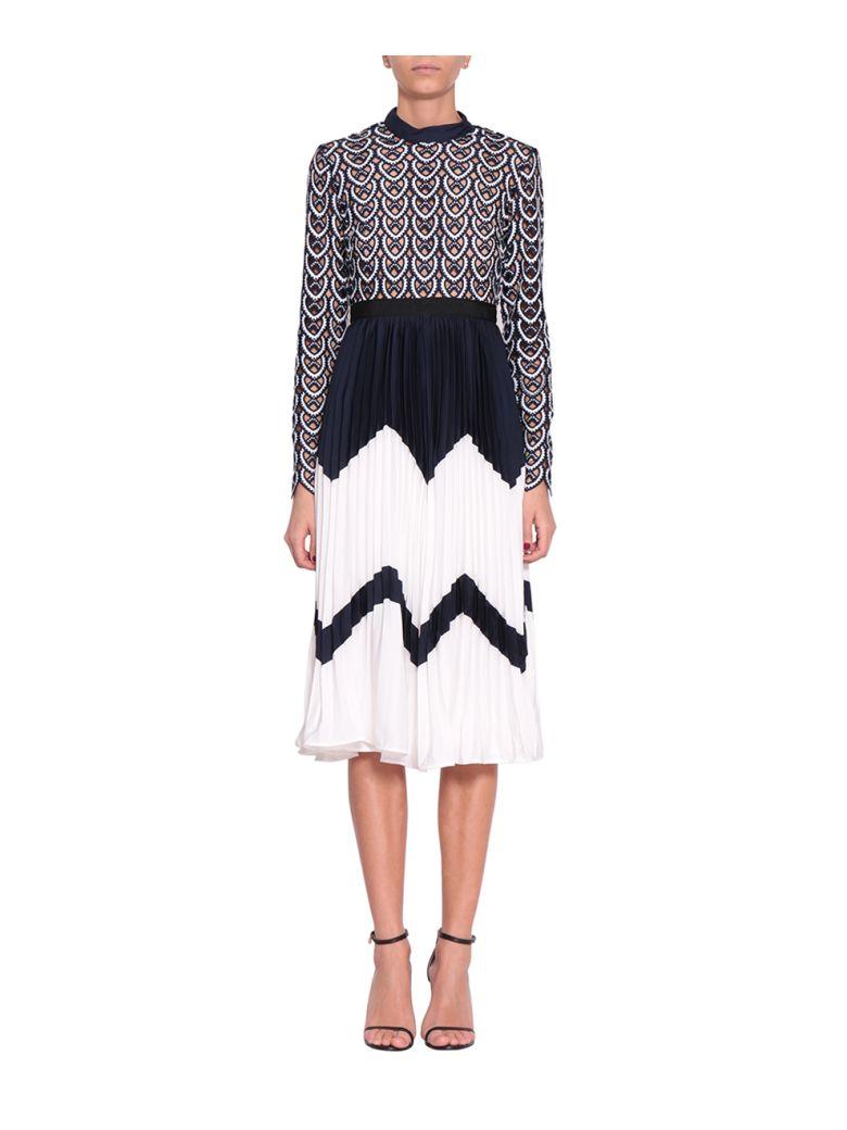 self portrait sweetheart crochet midi dress