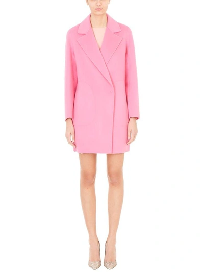 Shop Theory Double-faced Pink Wool-cashmere Boy Coat In Rose-pink