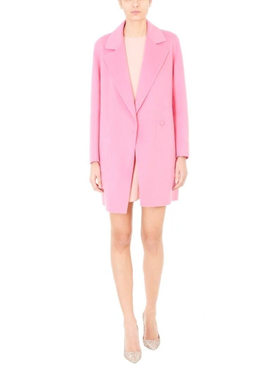 Shop Theory Double-faced Pink Wool-cashmere Boy Coat In Rose-pink
