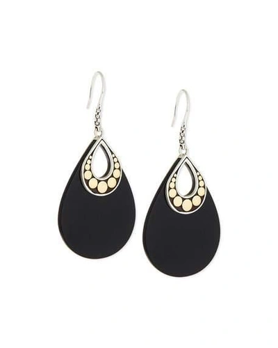 Shop John Hardy Dot Carved Black Onyx Drop Earrings In Silver