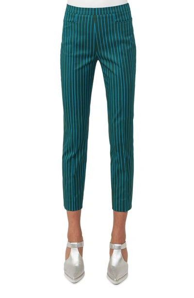 Shop Akris Punto Franca Stripe Pants In Palm Leaf / Turquoise