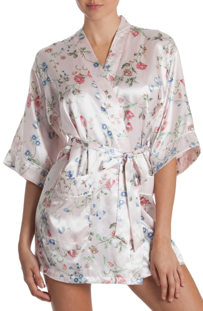 Shop In Bloom By Jonquil Floral Print Satin Robe In Botanical Breeze-pink Ground
