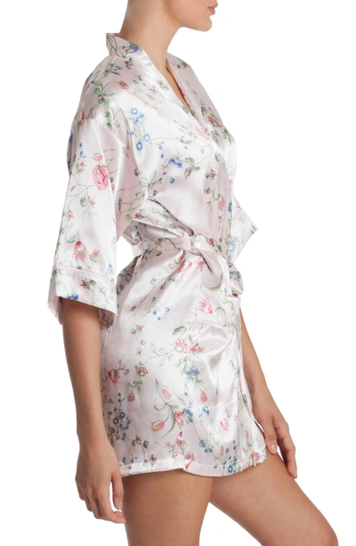 Shop In Bloom By Jonquil Floral Print Satin Robe In Botanical Breeze-pink Ground