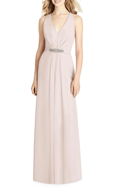 Shop Jenny Packham Jewel Belt Chiffon A-line Gown In Blush