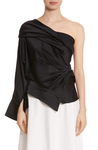 Shop A.w.a.k.e. Twisted One Shoulder Top In Black