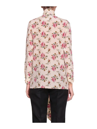 Shop Gucci Rose Print Silk Shirt In Multicolor