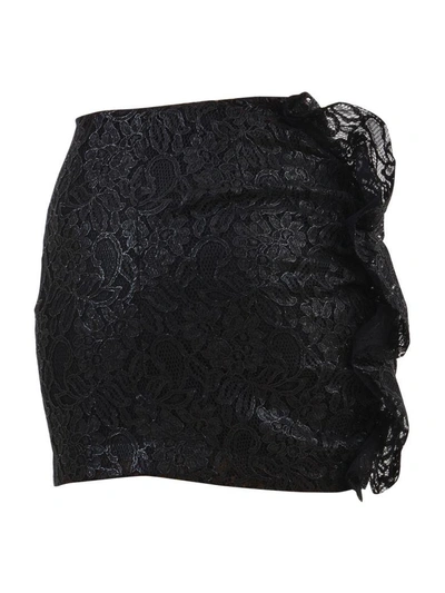 Shop Msgm Mini Lace Skirt In Black