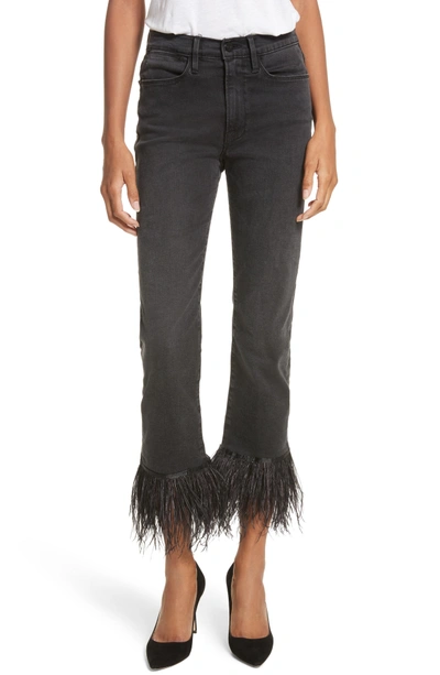 Shop Frame Le High Straight High Rise Feather Hem Jeans In Ludlow