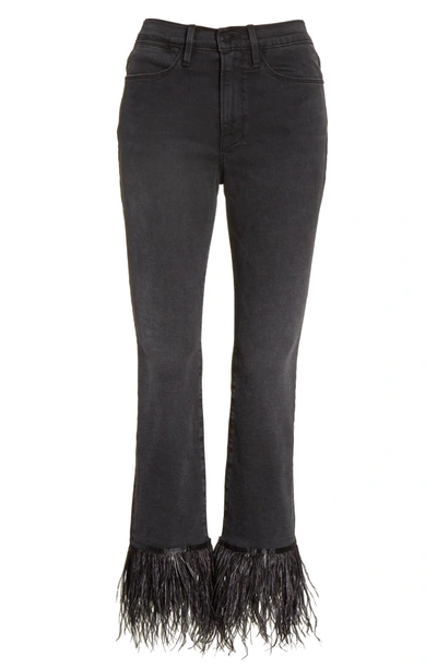 Shop Frame Le High Straight High Rise Feather Hem Jeans In Ludlow