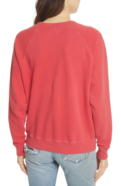 Shop The Great The College Cotton Sweatshirt In Red With Navy